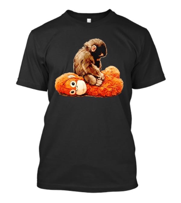 Punch Monkey Sitting On Plush Monkey T-Shirt