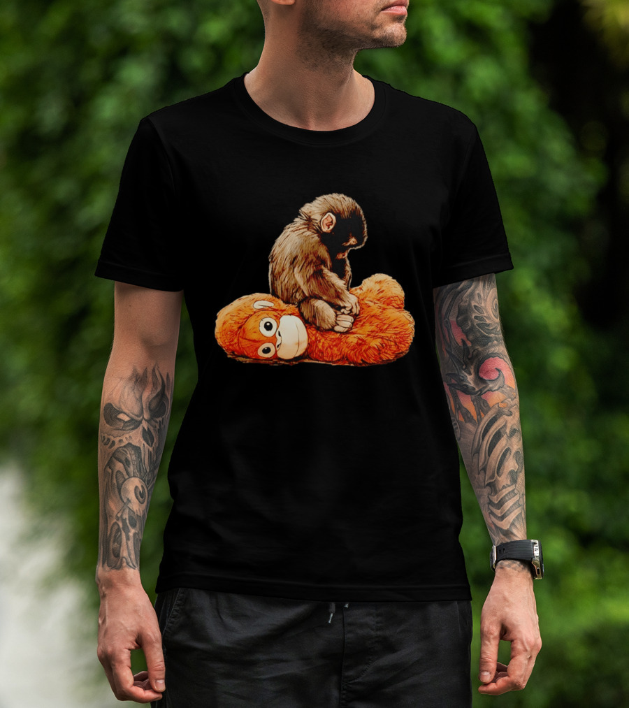 Punch Monkey Sitting On Plush Monkey T-Shirt