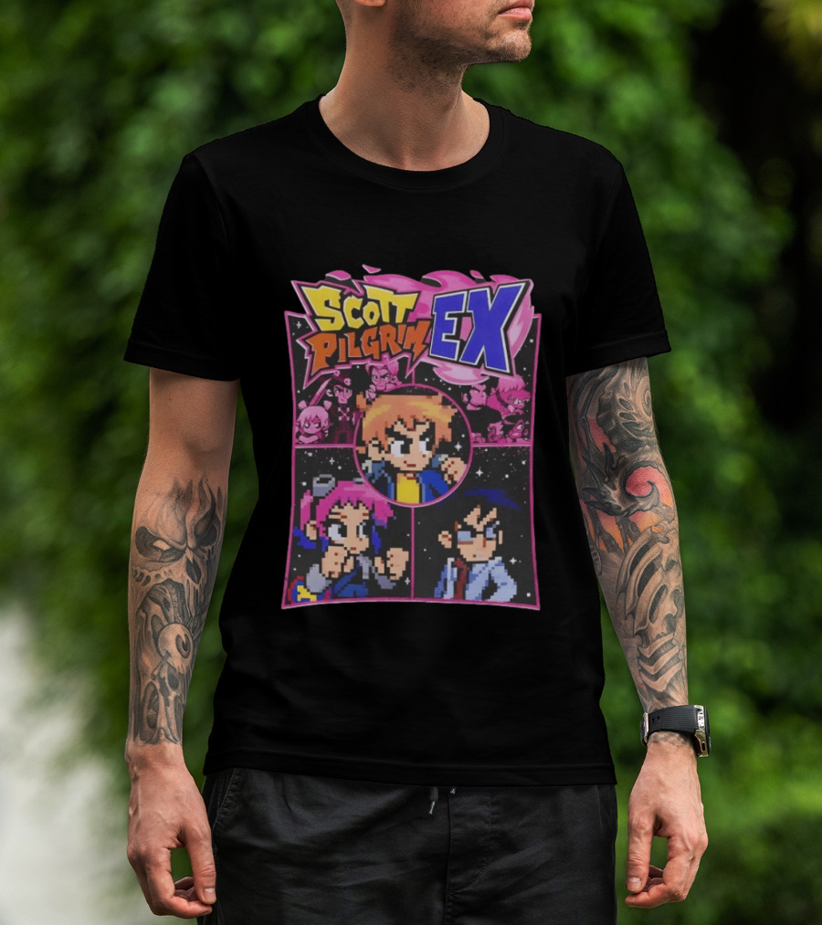 Scott Pilgrim EX Pixel Art Character Grid T-Shirt