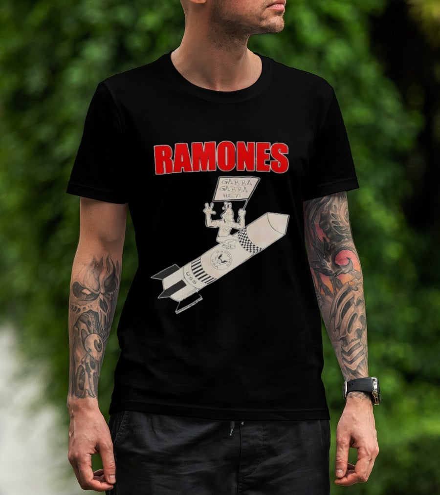 Ramones Gabba Gabba Hey USS Rocket Cartoon T-Shirt