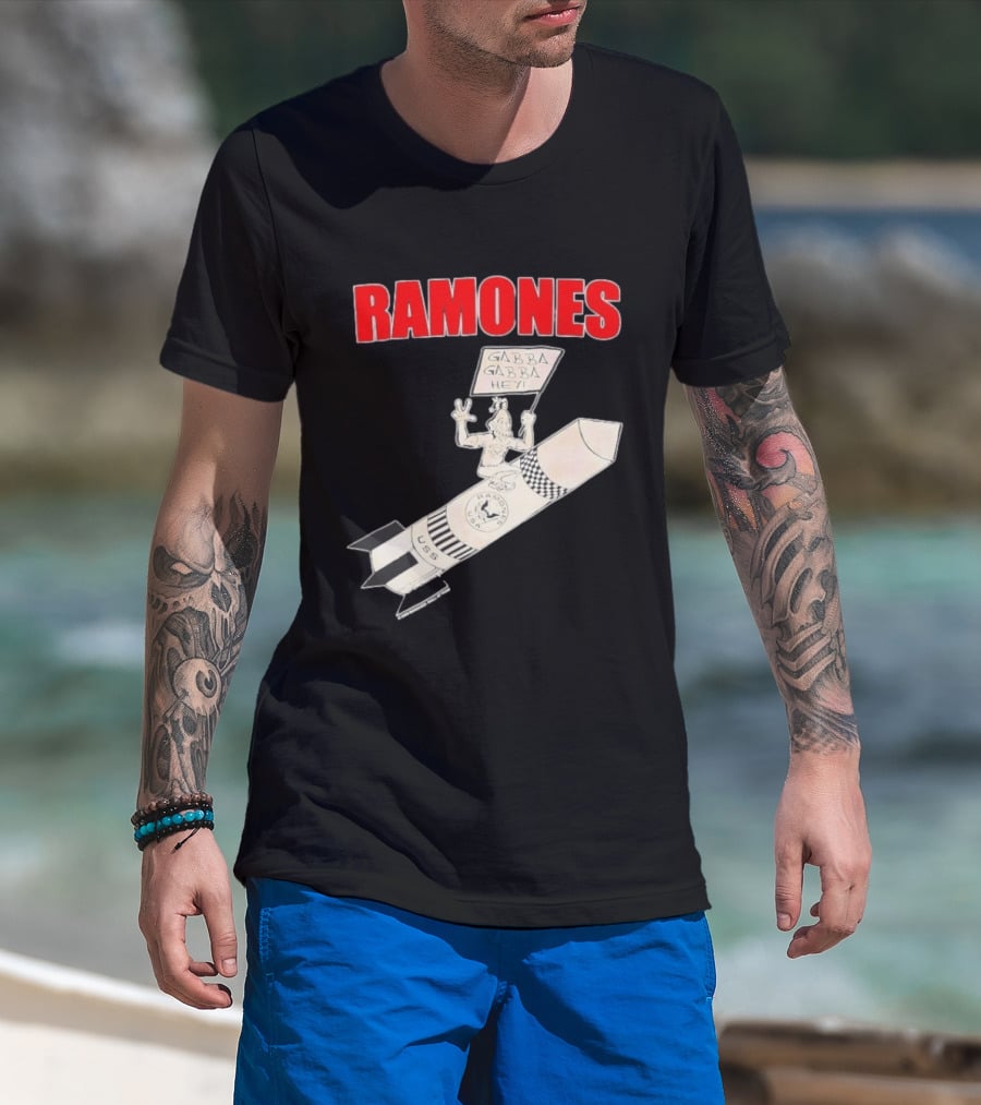 Ramones Gabba Gabba Hey USS Rocket Cartoon T-Shirt