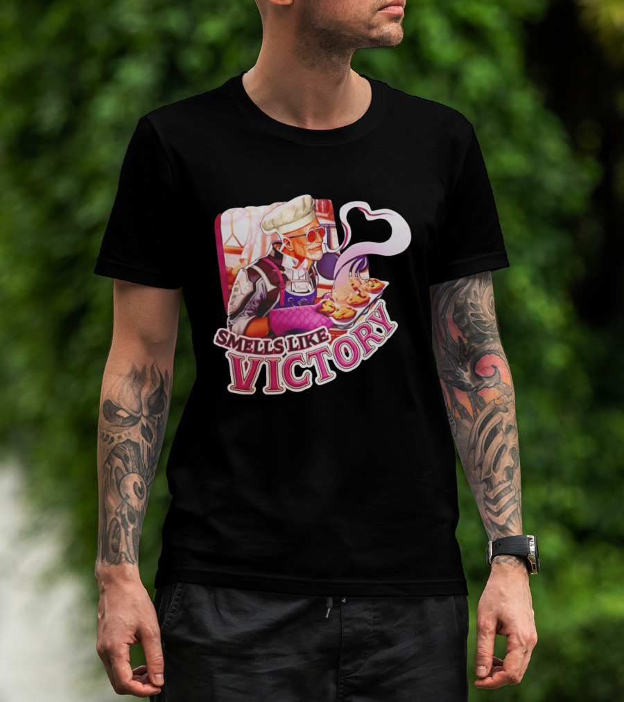 Smells Like Victory Chef Holding Tray Of Freshly Baked Pies In Futuristic Kitchen T-Shirt