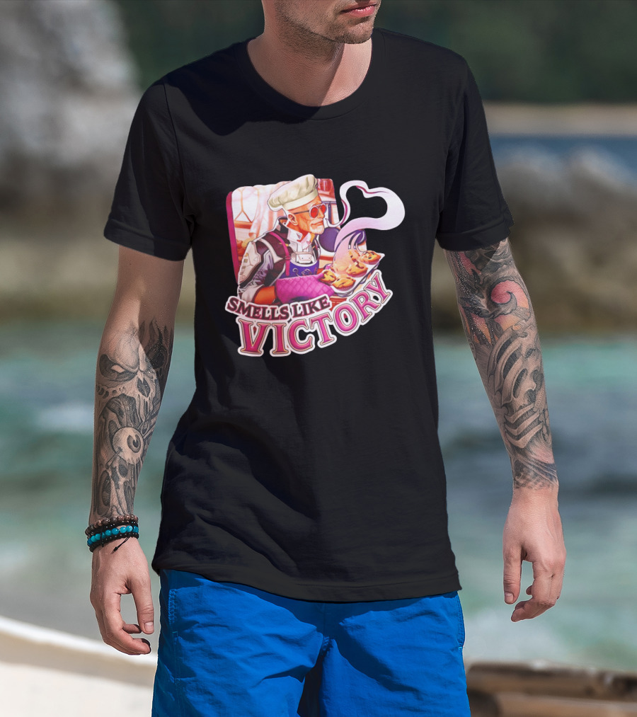 Smells Like Victory Chef Holding Tray Of Freshly Baked Pies In Futuristic Kitchen T-Shirt