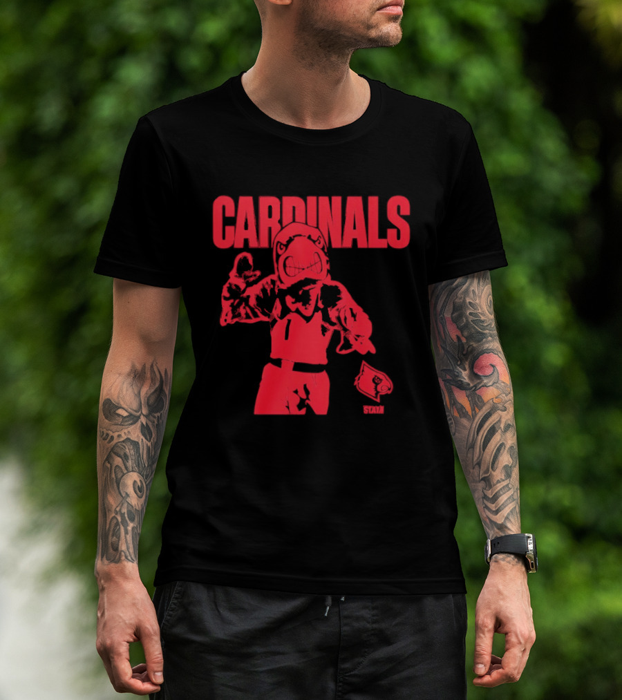 St Louis Cardinals Bold Red Player Cartoon T-Shirt