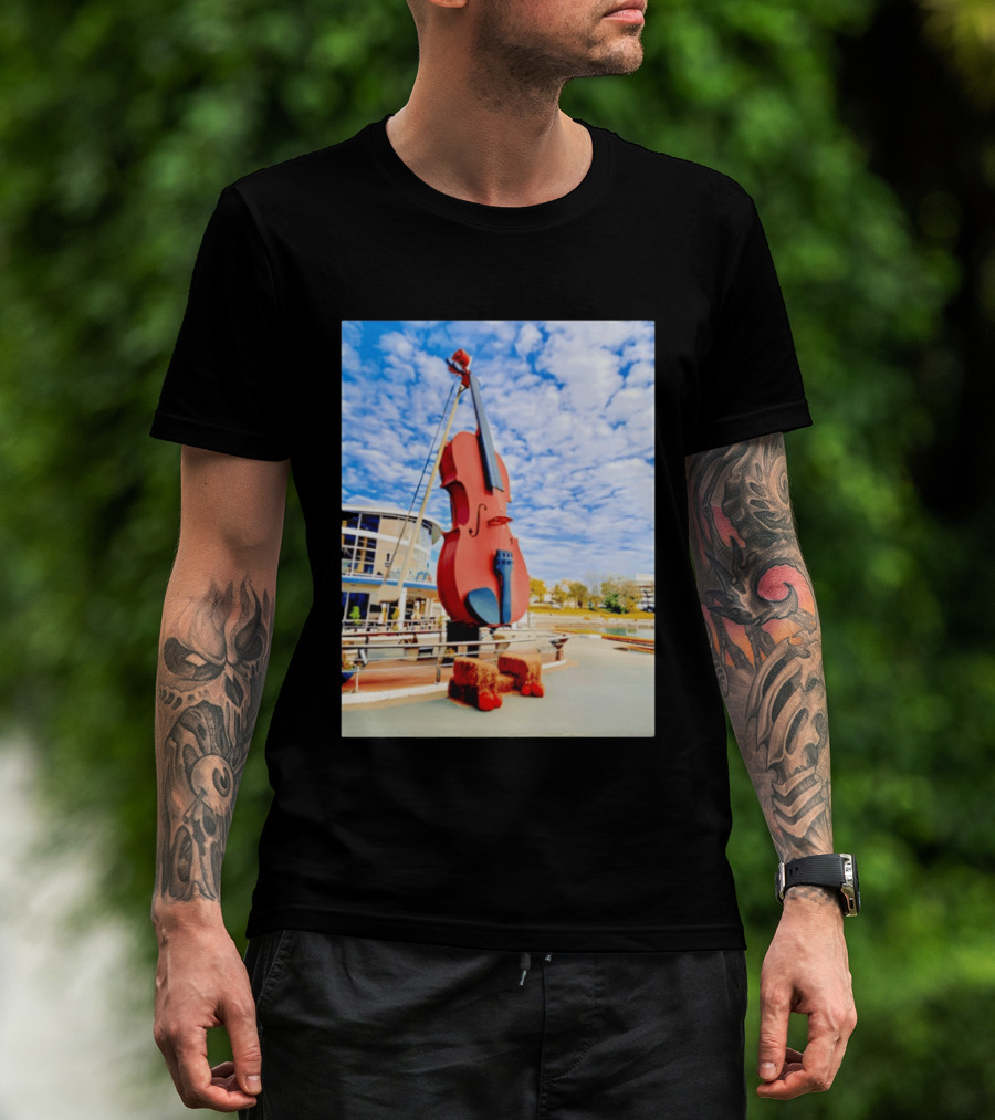 The Big Fiddle At Port Of Sydney Nova Scotia Canada Iconic Landmark T-Shirt