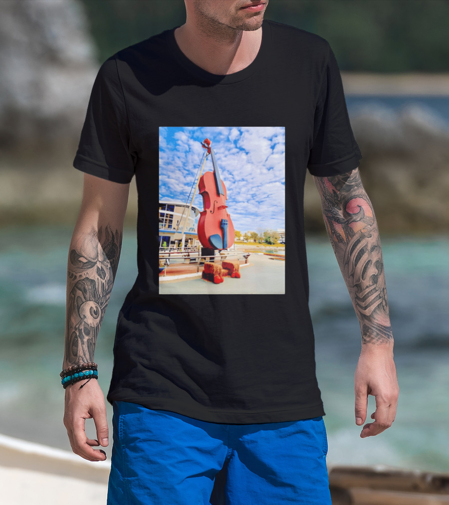 The Big Fiddle At Port Of Sydney Nova Scotia Canada Iconic Landmark T-Shirt