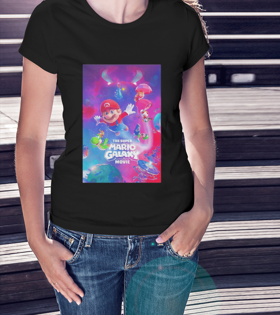 The Super Mario Galaxy Movie Adventure Featuring Iconic Characters T-Shirt