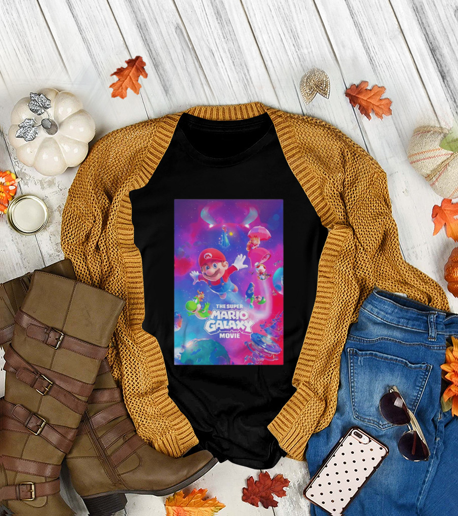 The Super Mario Galaxy Movie Adventure Featuring Iconic Characters T-Shirt