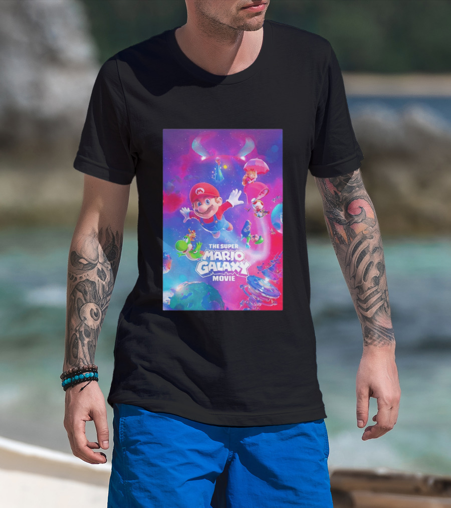 The Super Mario Galaxy Movie Adventure Featuring Iconic Characters T-Shirt