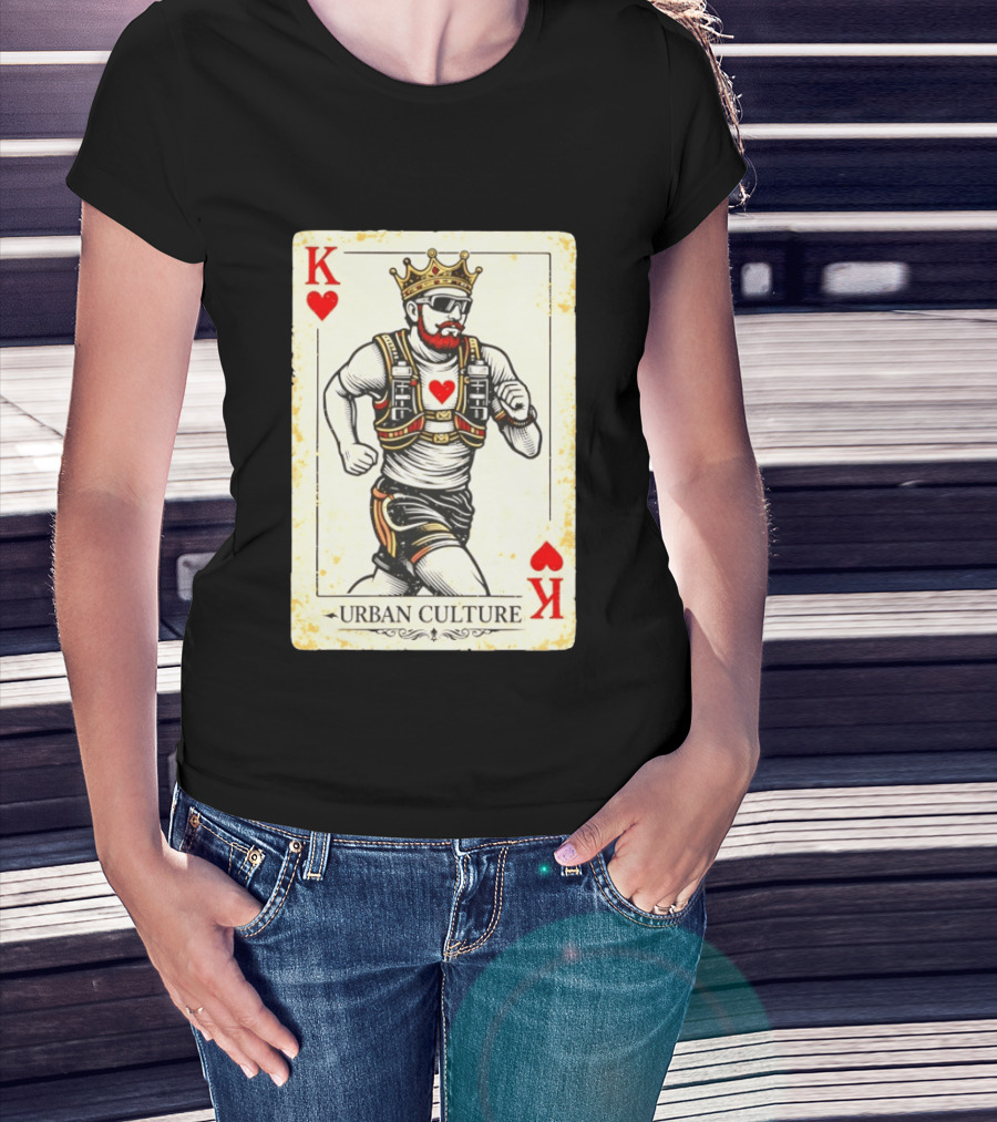 Urban Culture King Of Hearts Running Playing Card T-Shirt