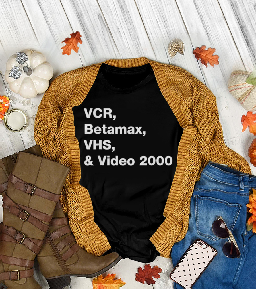 VCR Betamax VHS Video 2000 Classic Media Formats T-Shirt