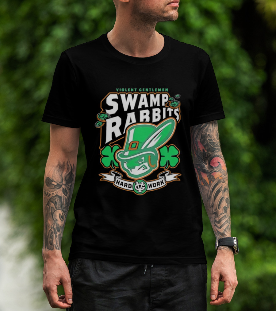 Violent Gentlemen Swamp Rabbits Hard Work Swamp Leprechaun T-Shirt