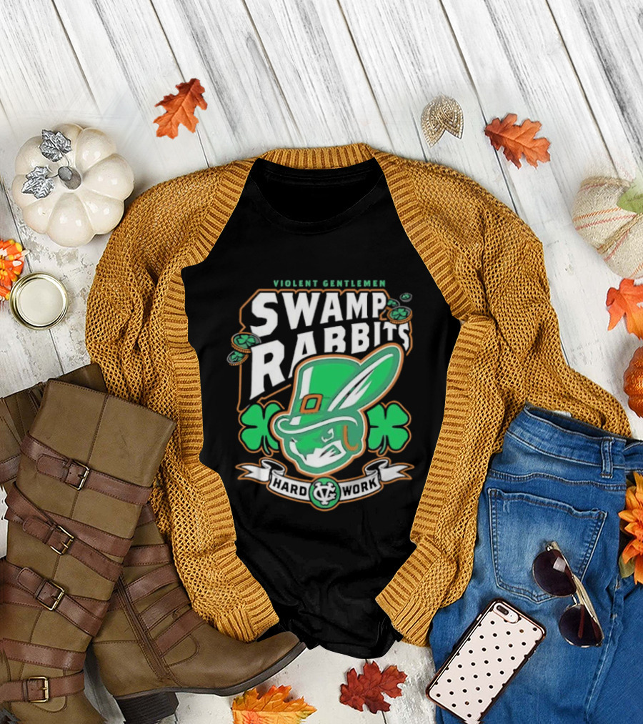 Violent Gentlemen Swamp Rabbits Hard Work Swamp Leprechaun T-Shirt