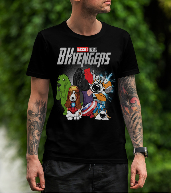 Basset Hound BHvengers Superhero Assembly T-Shirt