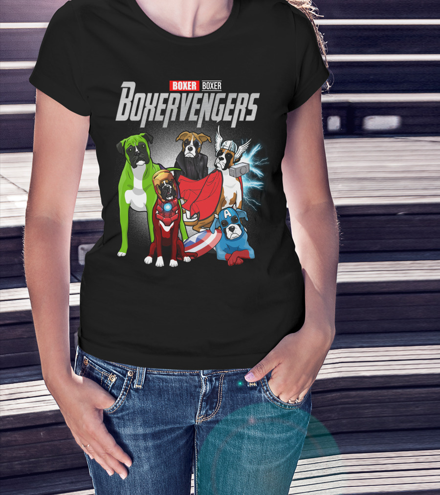 Boxer Boxervengers Marvel-Inspired Heroic Dogs T-Shirt