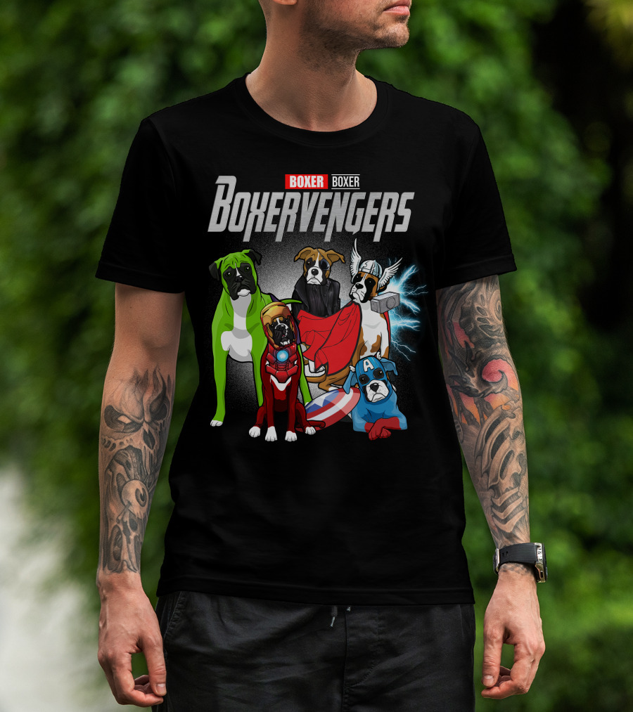 Boxer Boxervengers Marvel-Inspired Heroic Dogs T-Shirt