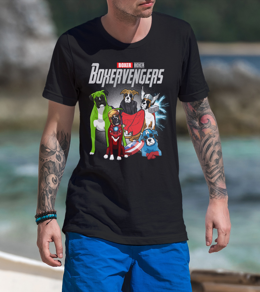 Boxer Boxervengers Marvel-Inspired Heroic Dogs T-Shirt