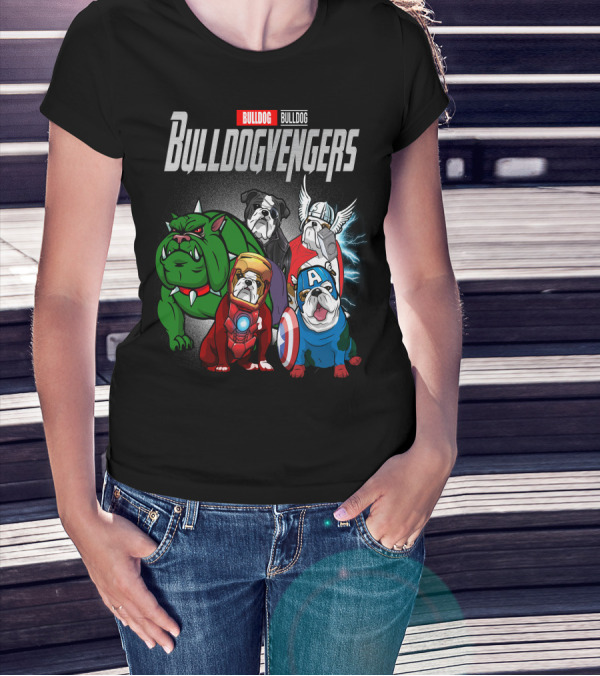 Bulldog Bulldogvengers Hulk Iron Man Captain America Thor T-Shirt