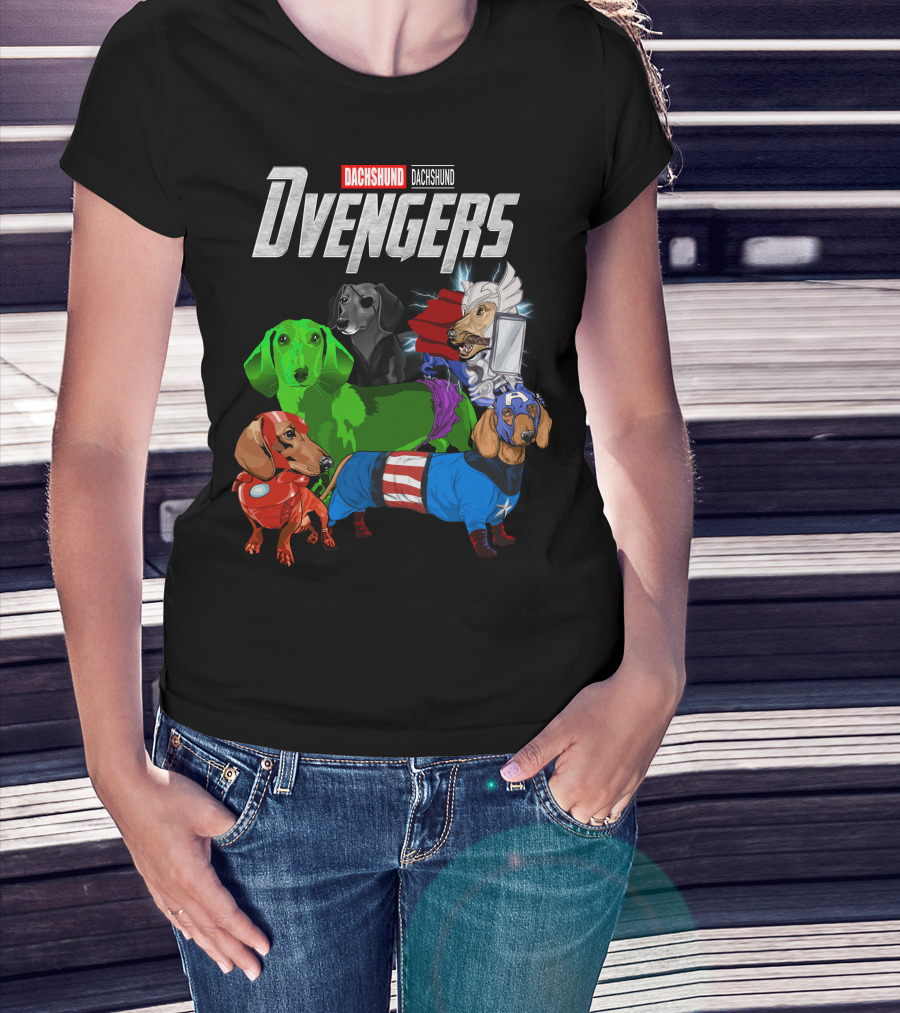 Dachshund Dvengers Dogs In Superhero Costumes T-Shirt