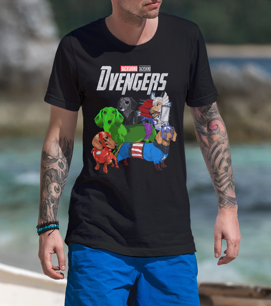 Dachshund Dvengers Dogs In Superhero Costumes T-Shirt