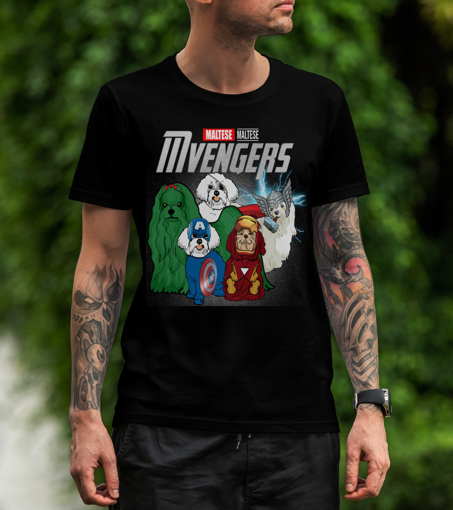 Maltese Mvengers Superhero Dogs T-Shirt