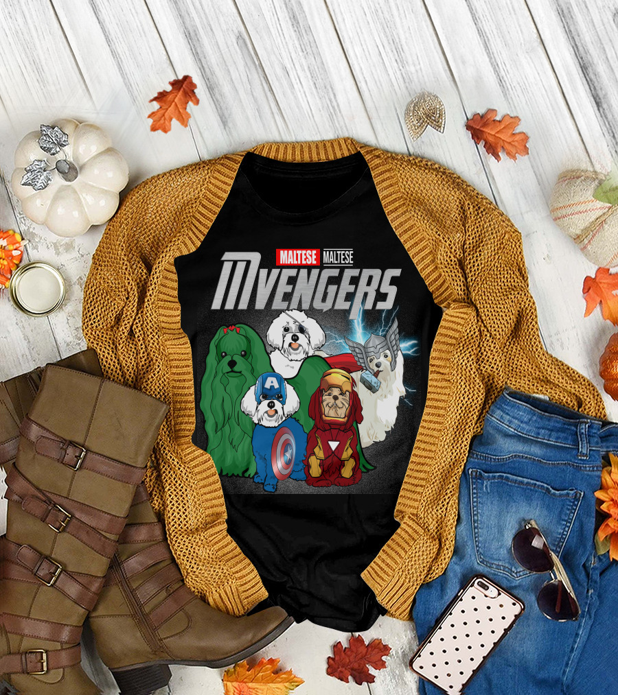 Maltese Mvengers Superhero Dogs T-Shirt