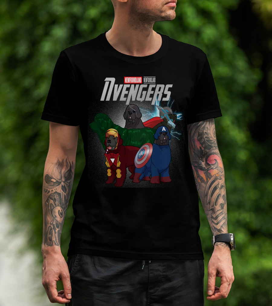 Newfoundland Avengers Dog Parody Marvel Superheroes T-Shirt