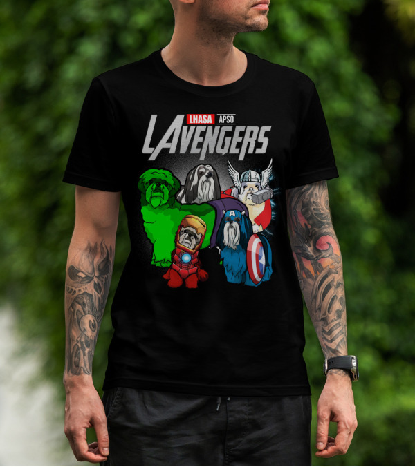 Lhasa Apso LAvengers Comic Superhero Dogs T-Shirt