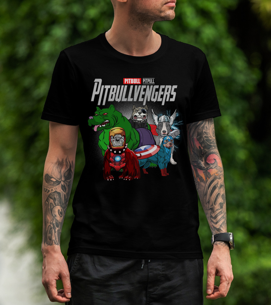 Pitbull Pitbullvengers Marvel Superhero Dogs T-Shirt