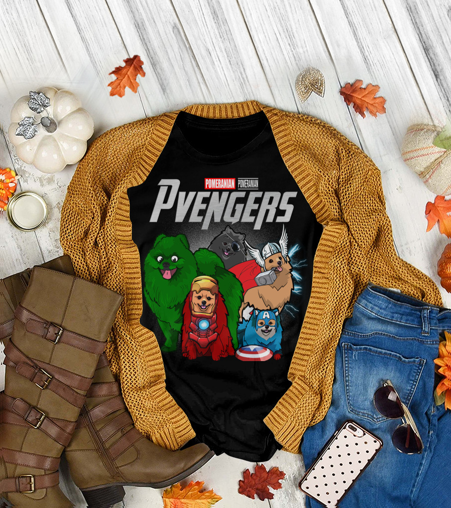 Pomeranian Pvengers Avengers Dog Superhero T-Shirt