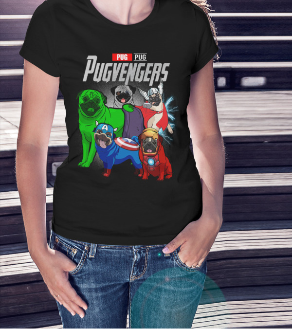 Pug Pugvengers Superhero Dogs Comic T-Shirt