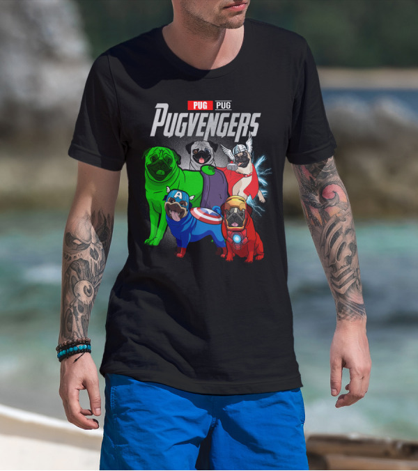Pug Pugvengers Superhero Dogs Comic T-Shirt