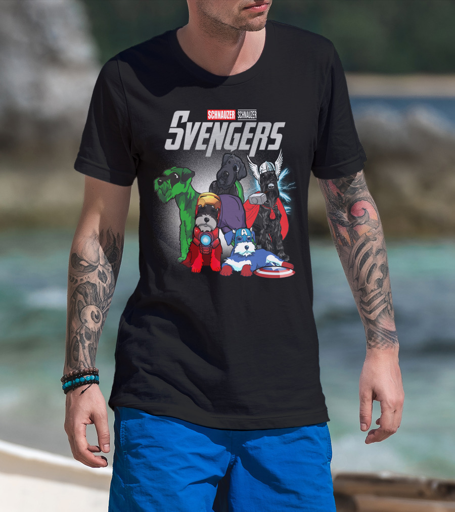 Schnauzer Svengers Marvel Parody With Superhero Dogs T-Shirt