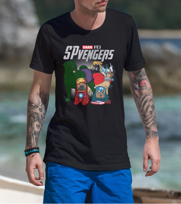 Shar Pei SPvengers Avengers Dog Parody Pug Superheroes T-Shirt