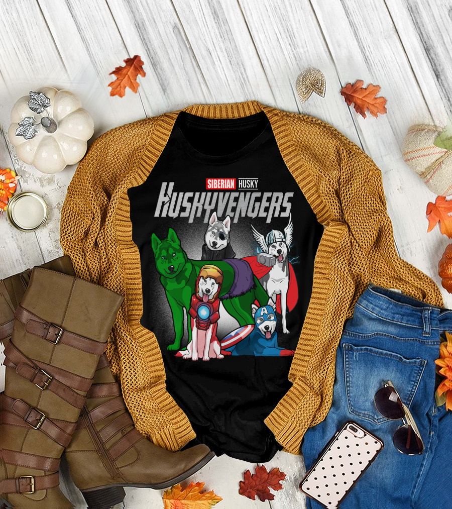 Siberian Husky Huskyvengers Superhero Dogs T-Shirt