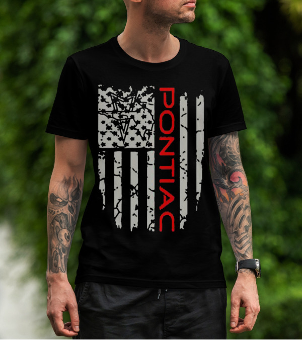 Pontiac Distressed American Flag With Firebird Emblem T-Shirt
