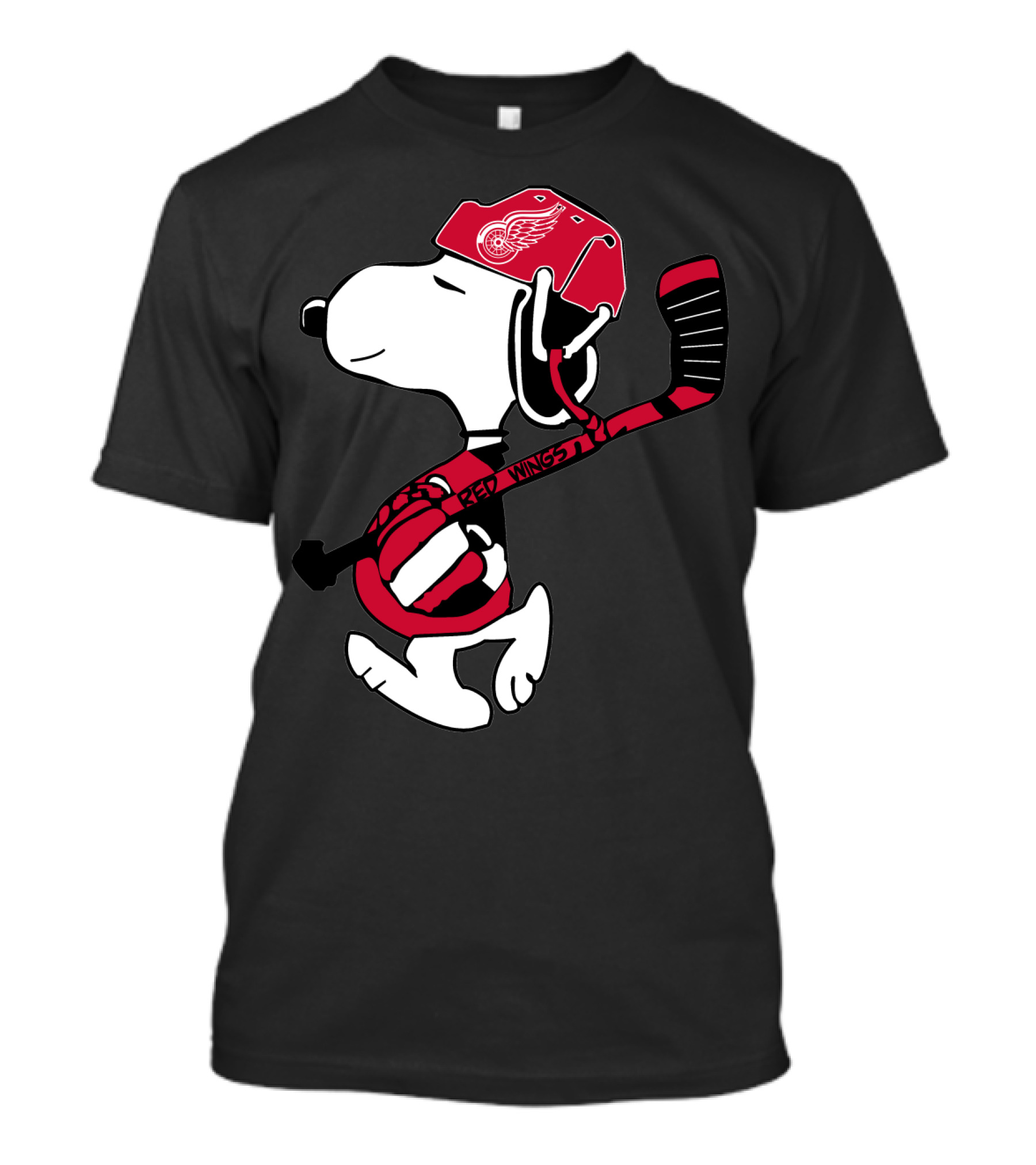 Detroit Red Wings Snoopy Hockey Helmet Hockey Stick T-Shirt