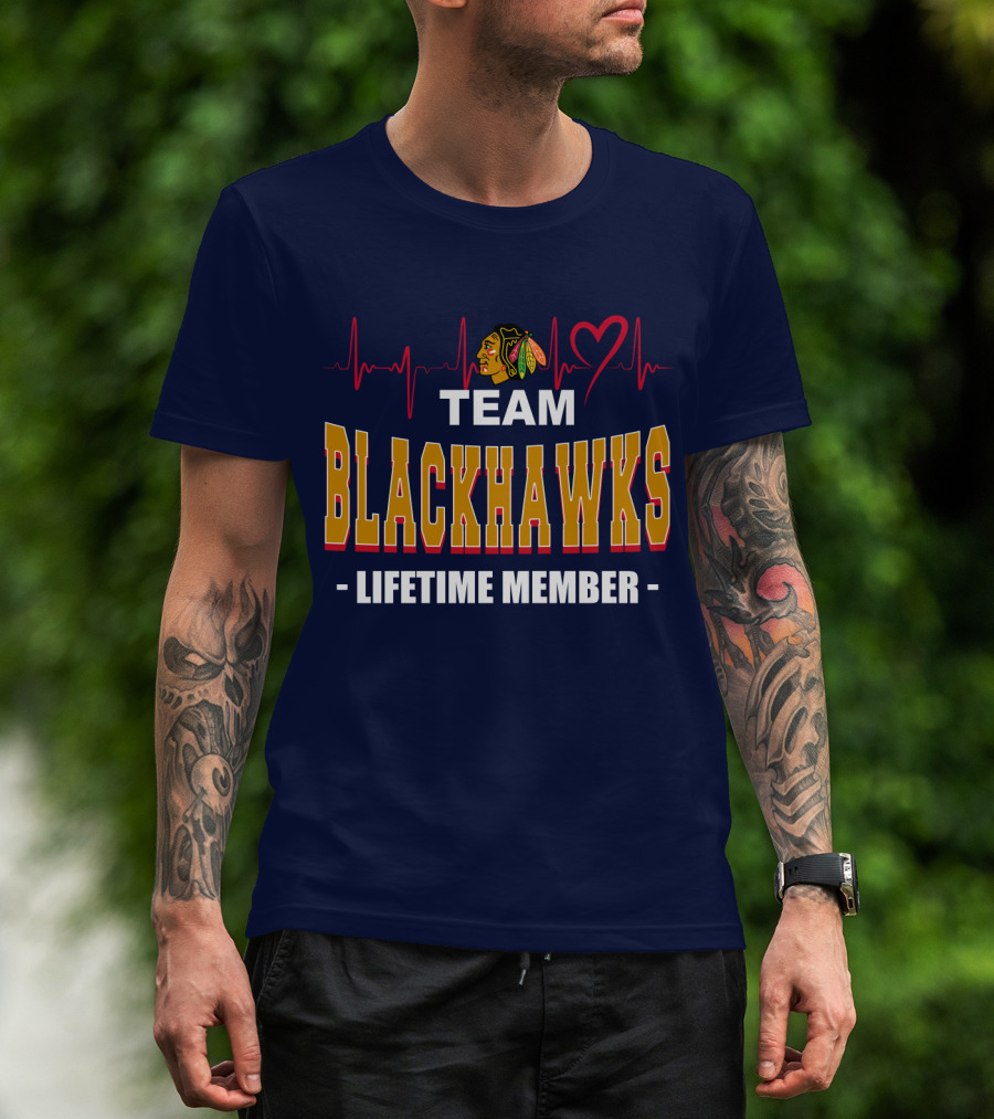 Team Blackhawks Lifetime Member Heartbeat T-Shirt
