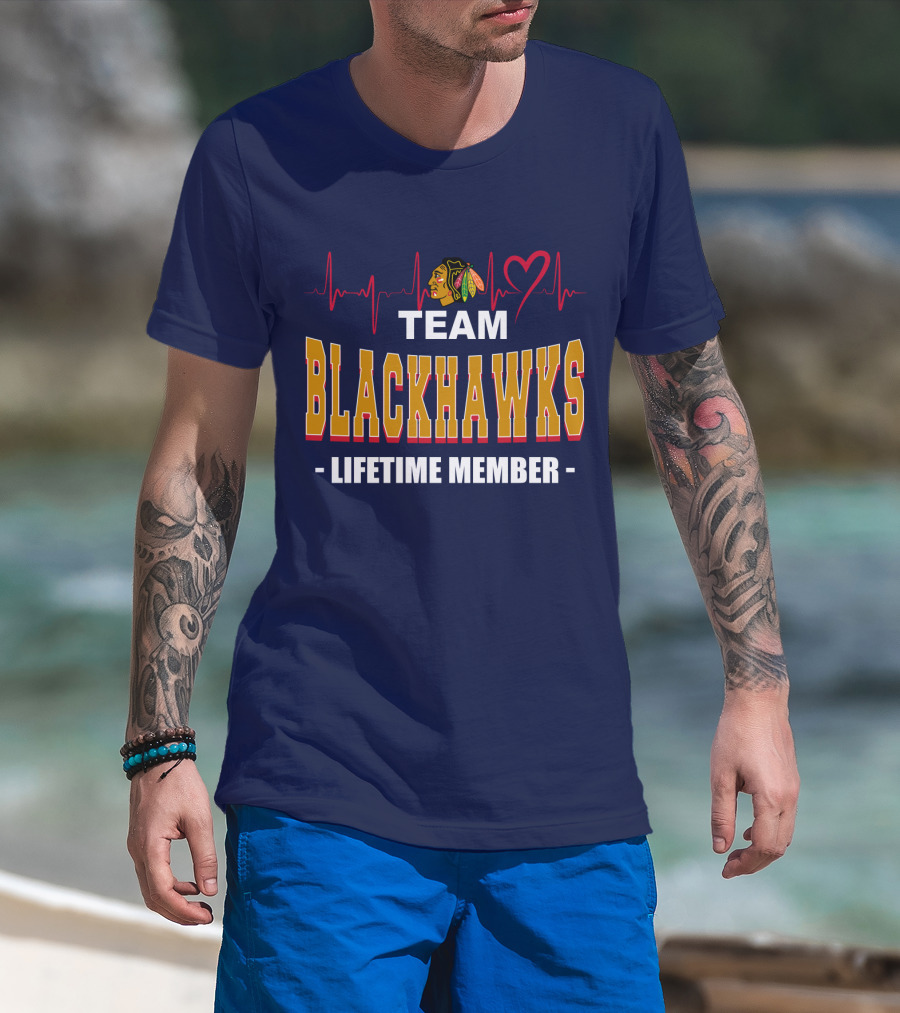 Team Blackhawks Lifetime Member Heartbeat T-Shirt