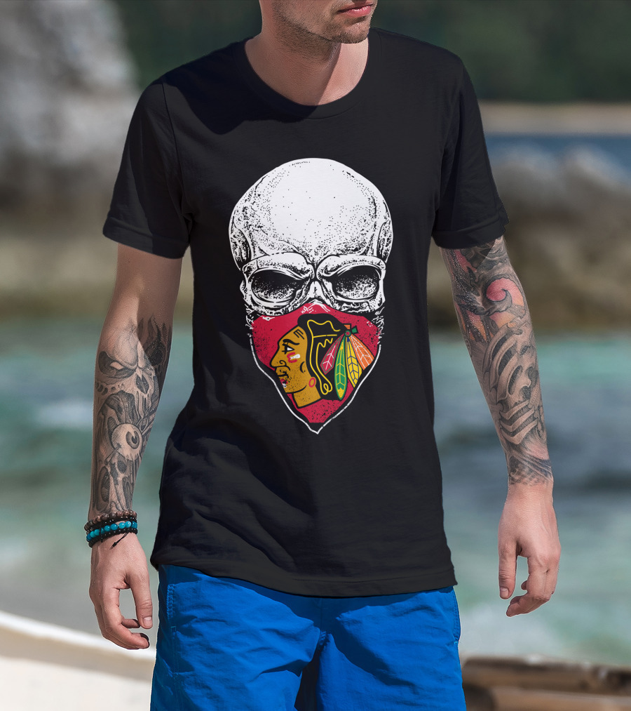 Chicago Blackhawks Skull Mask T-Shirt
