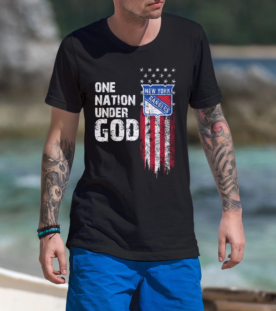 One Nation Under God New York Rangers Stars Stripes T-Shirt