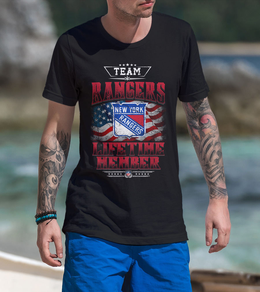 Team New York Rangers Lifetime Member Nfl American Flag T-Shirt