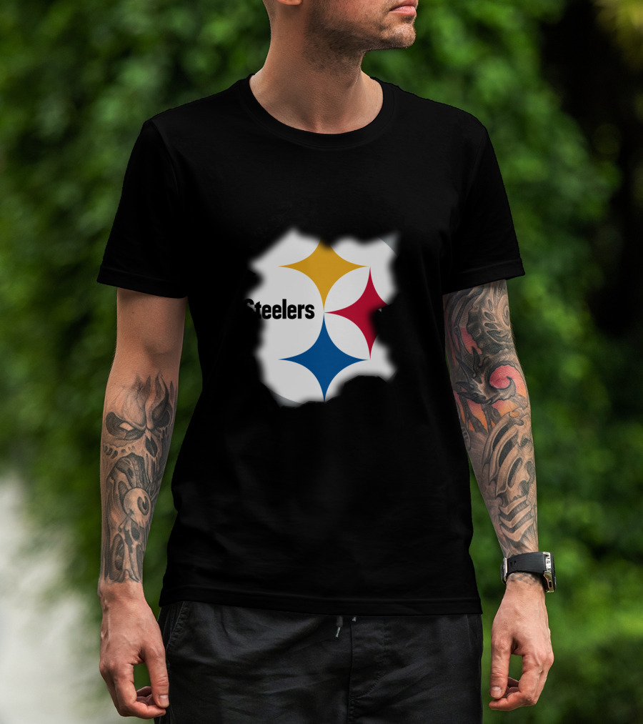 Pittsburgh Steelers Burst Design With Iconic Logo And Black T-Shirt