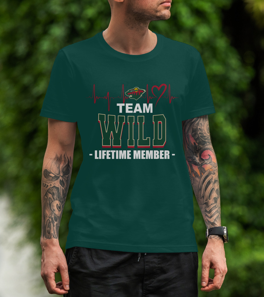 Team Minnesota Wild Lifetime Member Heartbeat T-Shirt