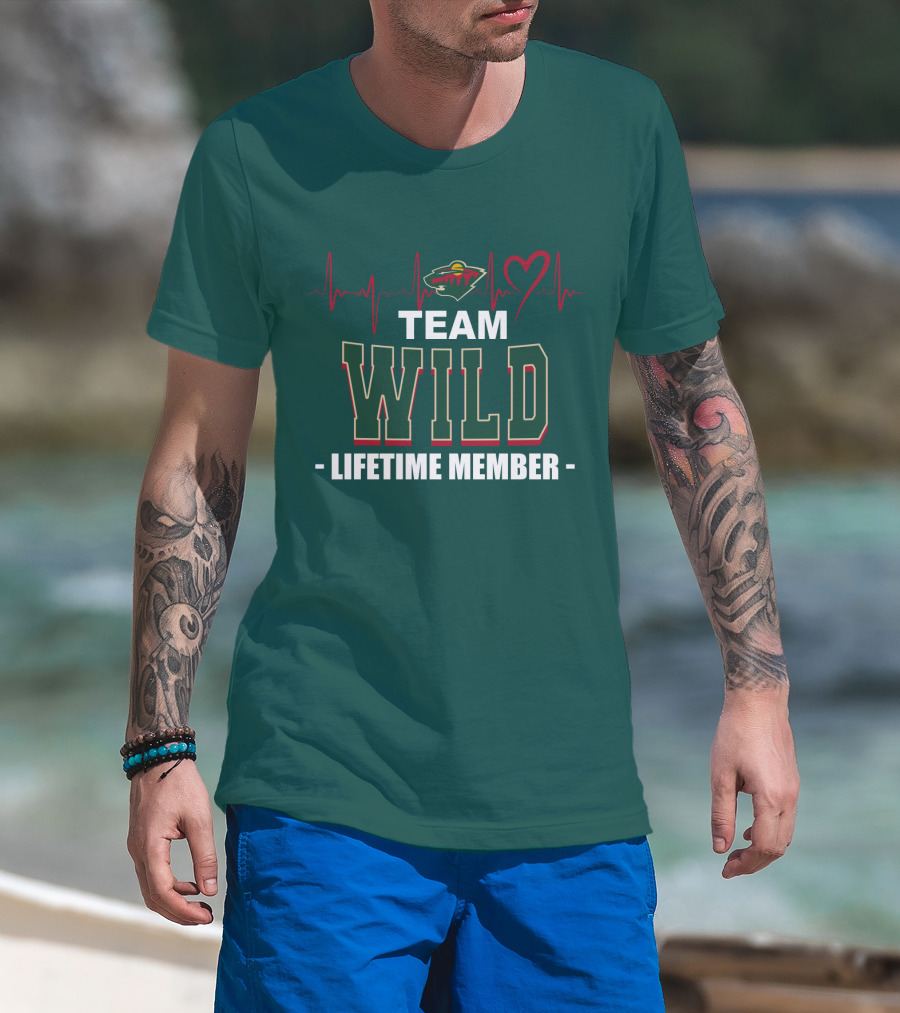 Team Minnesota Wild Lifetime Member Heartbeat T-Shirt