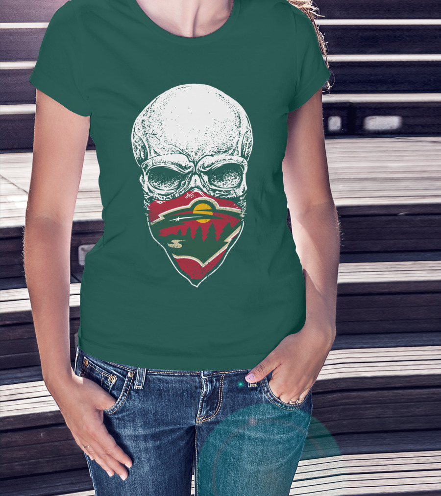 Minnesota Wild Hockey Skull Logo Bandana T-Shirt