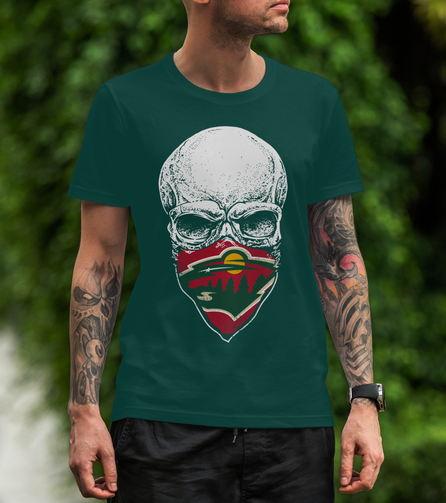 Minnesota Wild Hockey Skull Logo Bandana T-Shirt