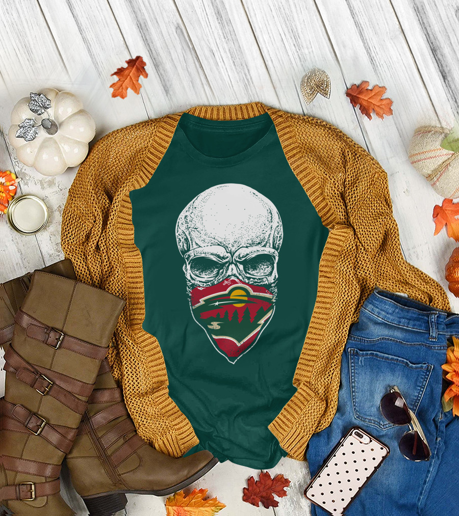 Minnesota Wild Hockey Skull Logo Bandana T-Shirt