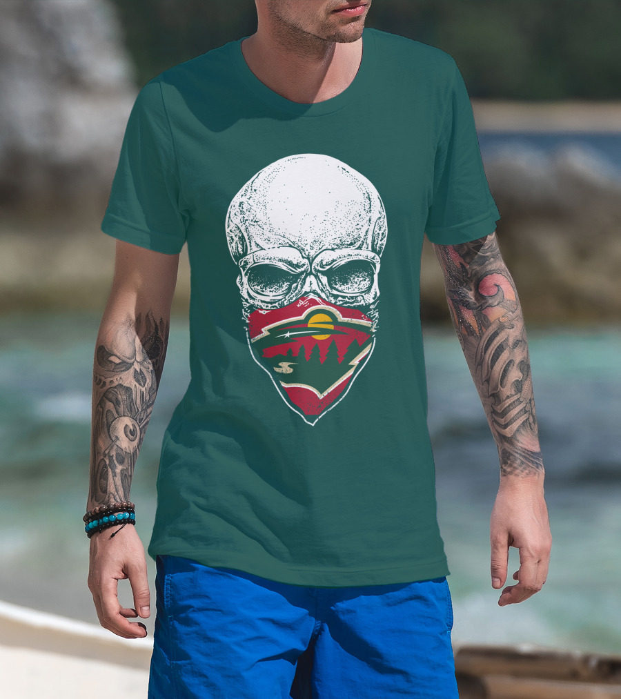 Minnesota Wild Hockey Skull Logo Bandana T-Shirt