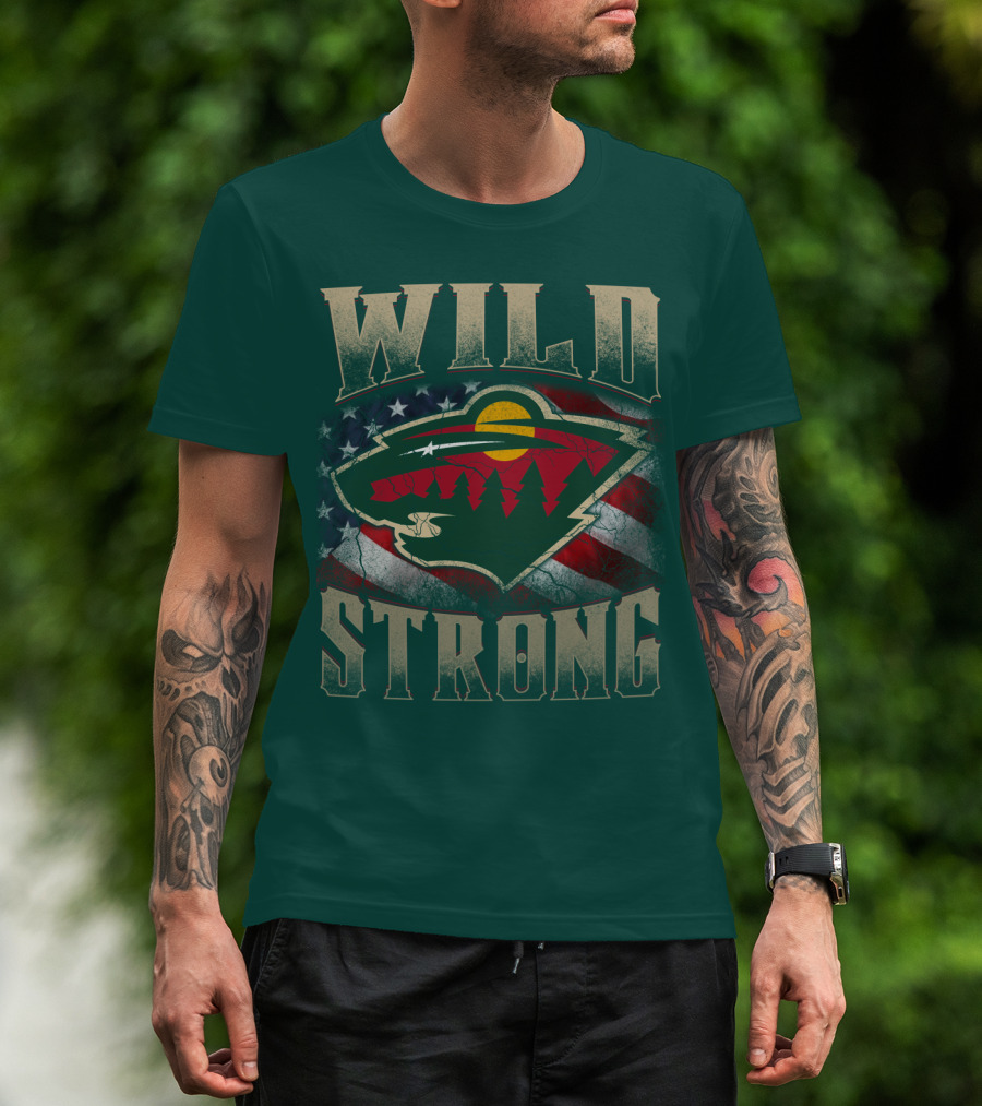 Minnesota Wild Strong American Flag T-Shirt